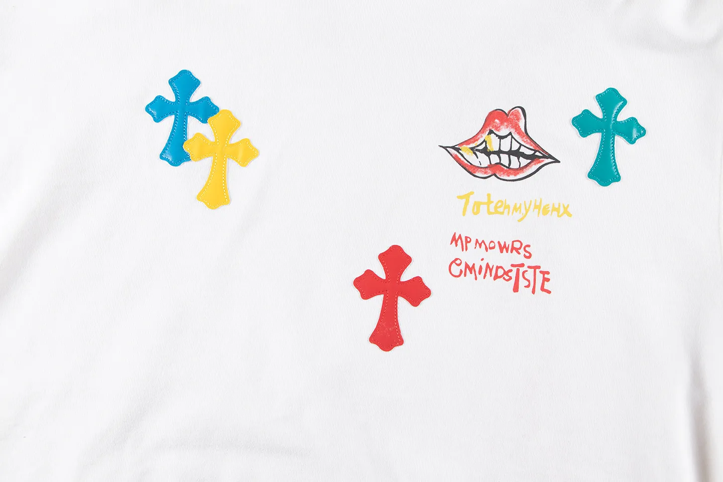 P310 Chrome Hearts Chrome Hearts Dopamine Leather Label Cross Sweatshirt Size: SMLXL Color: White